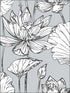 Lotus Floral Peel and Stick wallpaper in gray and ebony color - pattern number NW33108 - by NextWall in the Peel and Stick Wallpaper by Nextwall collection