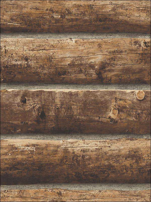 Log Cabin Peel and Stick wallpaper in walnut color - pattern number NW33905 - by NextWall in the Peel and Stick Wallpaper by Nextwall collection