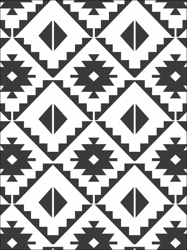Southwest Tile Peel and Stick wallpaper in black color - pattern number NW34200 - by NextWall in the Peel and Stick Wallpaper by Nextwall collection
