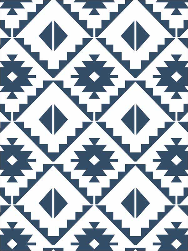 Southwest Tile Peel and Stick wallpaper in navy blue color - pattern number NW34202 - by NextWall in the Peel and Stick Wallpaper by Nextwall collection