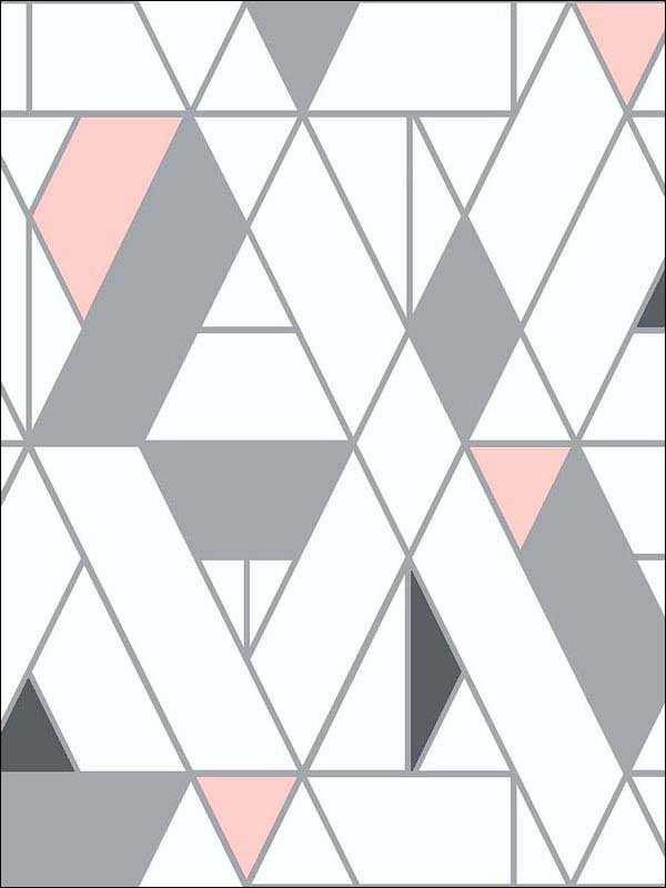 Kaleidoscope Peel and Stick wallpaper in pink and charcoal color - pattern number NW34701 - by NextWall in the Peel and Stick Wallpaper by Nextwall collection