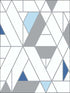 Kaleidoscope Peel and Stick wallpaper in blue and gray color - pattern number NW34702 - by NextWall in the Peel and Stick Wallpaper by Nextwall collection