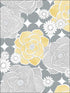 Retro Floral Peel and Stick wallpaper in yellow and gray color - pattern number NW35203 - by NextWall in the Peel and Stick Wallpaper by Nextwall collection