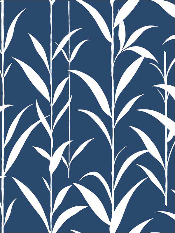 Bamboo Leaves Peel and Stick wallpaper in navy blue color - pattern number NW36402 - by NextWall in the Peel and Stick Wallpaper by Nextwall collection