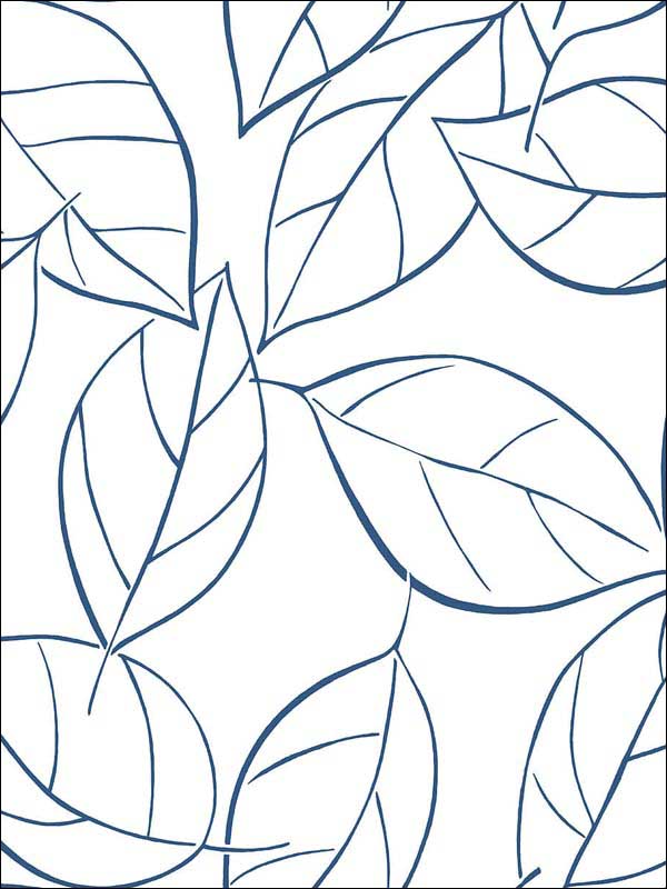 Tossed Leaves Peel and Stick wallpaper in navy blue color - pattern number NW36502 - by NextWall in the Peel and Stick Wallpaper by Nextwall collection
