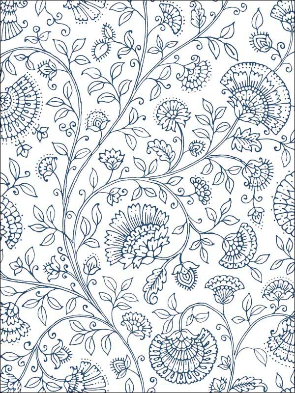Paisley Trail Peel and Stick wallpaper in midnight blue color - pattern number NW36812 - by NextWall in the Peel and Stick Wallpaper by Nextwall collection