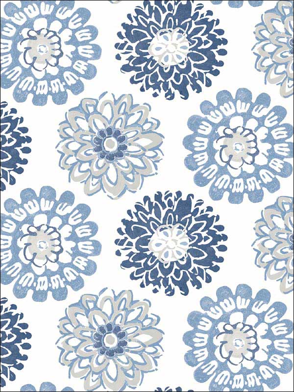 Sunkissed Floral wallpaper in blue color - pattern number 3120-13705 - by Chesapeake in the Sanibel collection