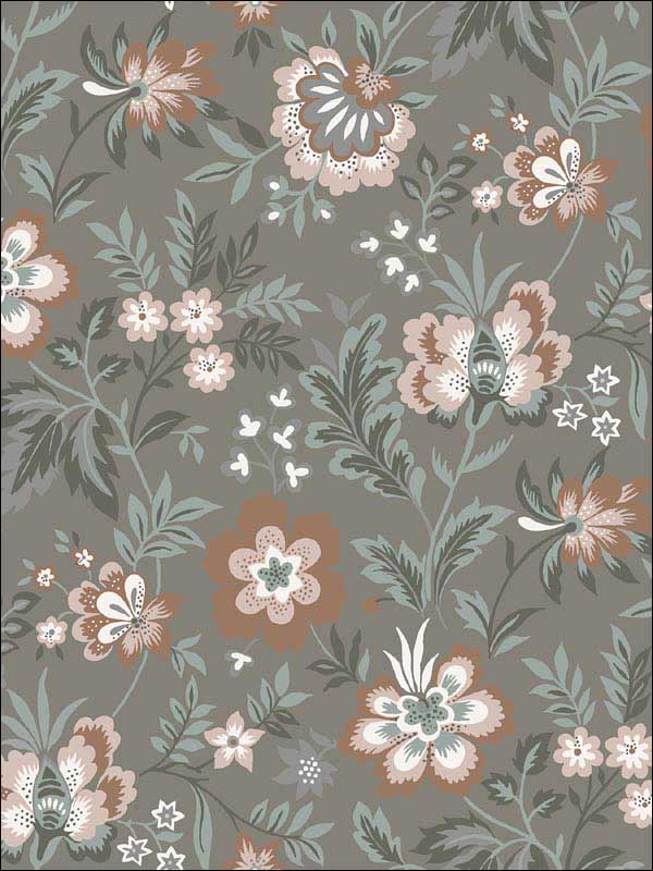 Athena Floral wallpaper in grey color - pattern number 2948-28002 - by A Street Prints in the Spring collection