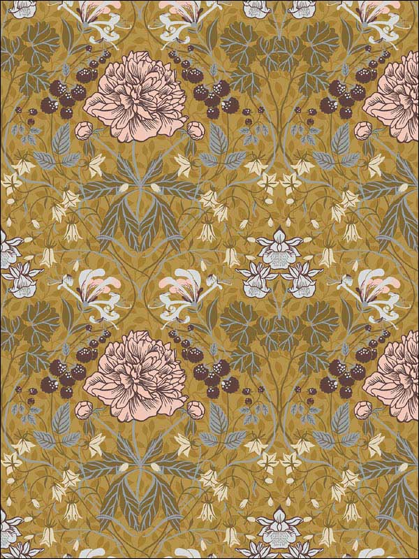 Celestine Floral wallpaper in mustard color - pattern number 2948-28016 - by A Street Prints in the Spring collection