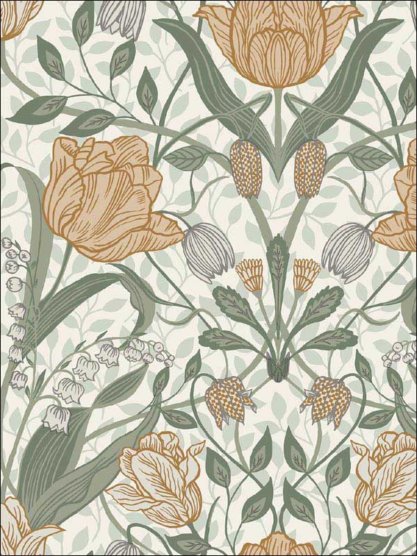 Tulipa Floral wallpaper in green color - pattern number 2948-33006 - by A Street Prints in the Spring collection