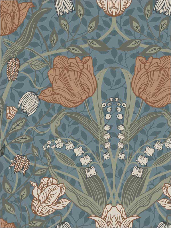 Tulipa Floral wallpaper in blue color - pattern number 2948-33009 - by A Street Prints in the Spring collection