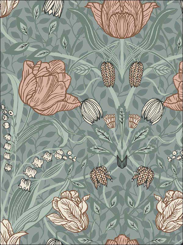 Tulipa Floral wallpaper in sage color - pattern number 2948-33010 - by A Street Prints in the Spring collection