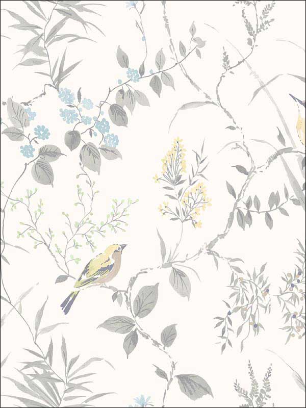 Imperial Garden Botanical wallpaper in light grey color - pattern number 2904-24172 - by Brewster in the Fresh Start Kitchen and Bath collection