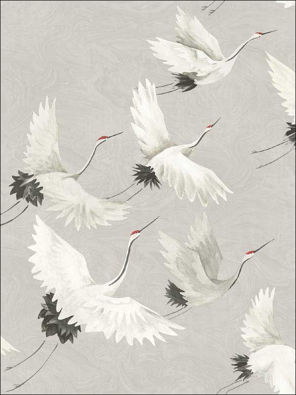 Windsong Bird wallpaper in grey color - pattern number 2904-24304 - by Brewster in the Fresh Start Kitchen and Bath collection