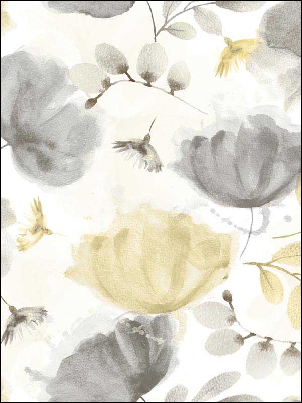 Zahra Floral wallpaper in grey color - pattern number 2904-25679 - by Brewster in the Fresh Start Kitchen and Bath collection
