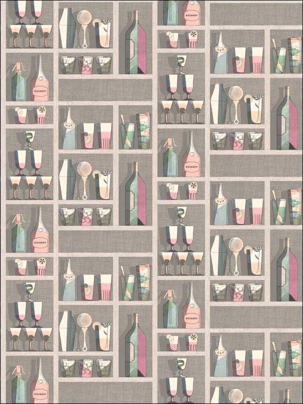 Cocktails fabric in pastel color - pattern number 114/23044.CS.0 - by Cole and Son in the Fornasetti Senza Tempo collection
