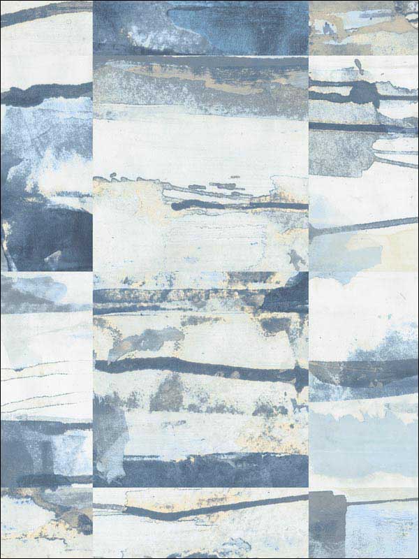 Aquarelle Tile wallpaper in blue beige color - pattern number FW36815 - by Patton Norwall in the Fresh Watercolors collection