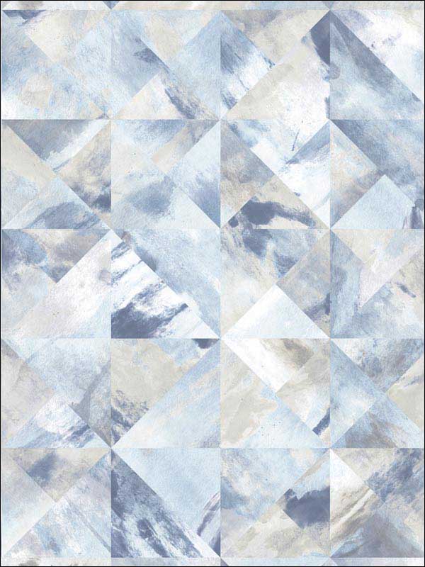 Mosaic wallpaper in blue beige grey color - pattern number FW36819 - by Patton Norwall in the Fresh Watercolors collection