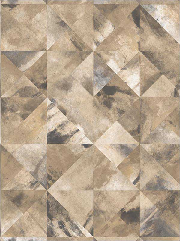 Mosaic wallpaper in ochre brown grey color - pattern number FW36821 - by Patton Norwall in the Fresh Watercolors collection