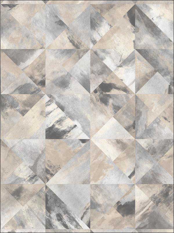 Mosaic wallpaper in beige black grey color - pattern number FW36822 - by Patton Norwall in the Fresh Watercolors collection