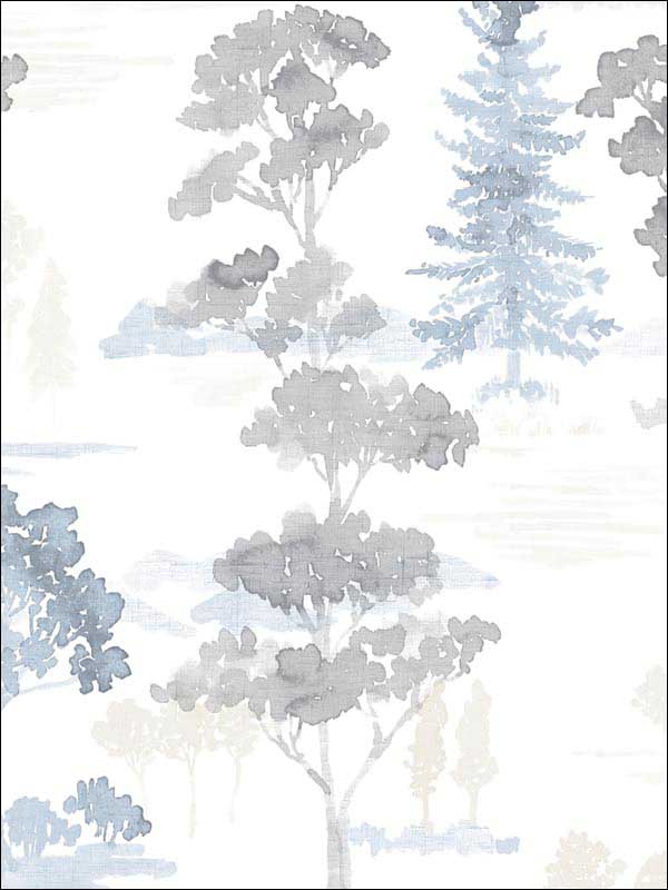 Forest fabric in beige blue grey color - pattern number FW36834 - by Patton Norwall in the Fresh Watercolors collection