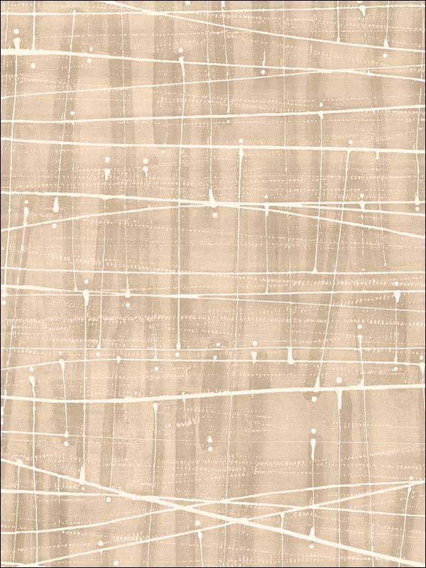 Meander wallpaper in cream brown color - pattern number FW36855 - by Patton Norwall in the Fresh Watercolors collection