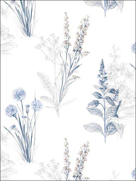 Flora fabric in blue grey color - pattern number AF37716 - by Patton Norwall in the Flourish collection