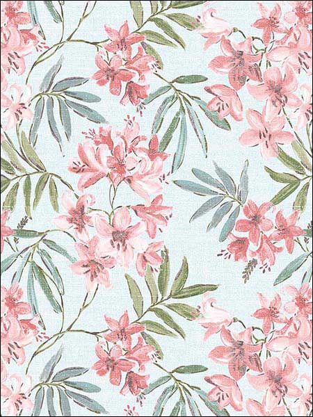Linen Floral fabric in blue pink green color - pattern number AF37725 - by Patton Norwall in the Flourish collection
