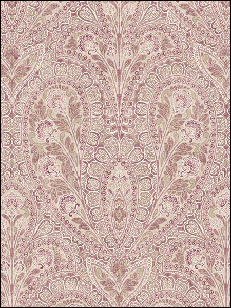 Ornamental fabric in black plum pink color - pattern number AF37727 - by Patton Norwall in the Flourish collection