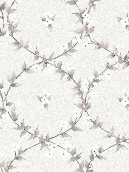 Floral Laurel wallpaper in plum burgundy cream color - pattern number AF37744 - by Patton Norwall in the Flourish collection