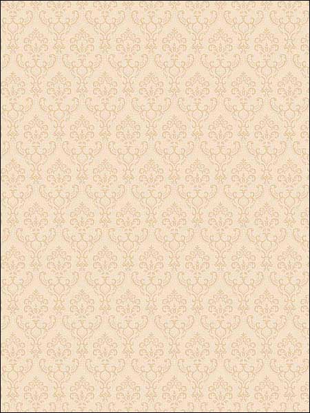 Small Damask wallpaper in cream color - pattern number SK34721 - by Patton Norwall in the Simply Silks 4 collection