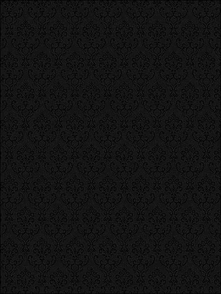 Small Damask wallpaper in black color - pattern number SK34752 - by Patton Norwall in the Simply Silks 4 collection