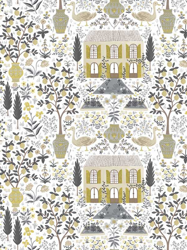 Camont wallpaper in linen and gold color - pattern number RI5107 - by Rifle Paper Co in the Rifle Paper Co collection