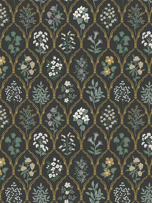 Hawthorne wallpaper in black and cream color - pattern number RI5133 - by Rifle Paper Co in the Rifle Paper Co collection