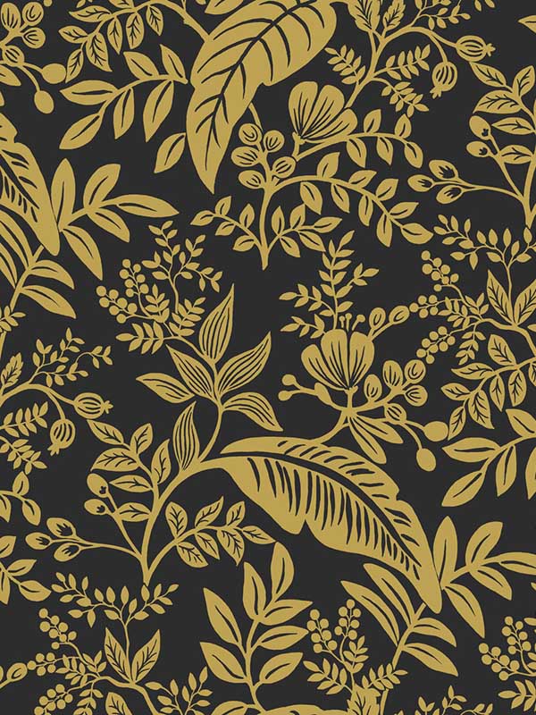 Canopy wallpaper in gold and black color - pattern number RI5139 - by Rifle Paper Co in the Rifle Paper Co collection