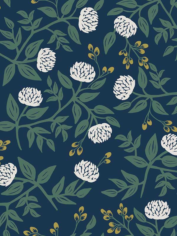 Peonies wallpaper in navy color - pattern number RI5149 - by Rifle Paper Co in the Rifle Paper Co collection
