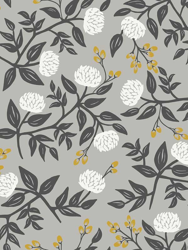 Peonies wallpaper in grey color - pattern number RI5152 - by Rifle Paper Co in the Rifle Paper Co collection