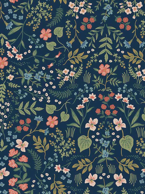 Wildwood fabric in navy color - pattern number RI5154 - by Rifle Paper Co in the Rifle Paper Co collection