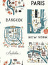 City Maps wallpaper in blue and red color - pattern number RI5162 - by Rifle Paper Co in the Rifle Paper Co collection