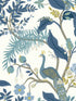 Peacock fabric in blue and white color - pattern number RI5173 - by Rifle Paper Co in the Rifle Paper Co collection