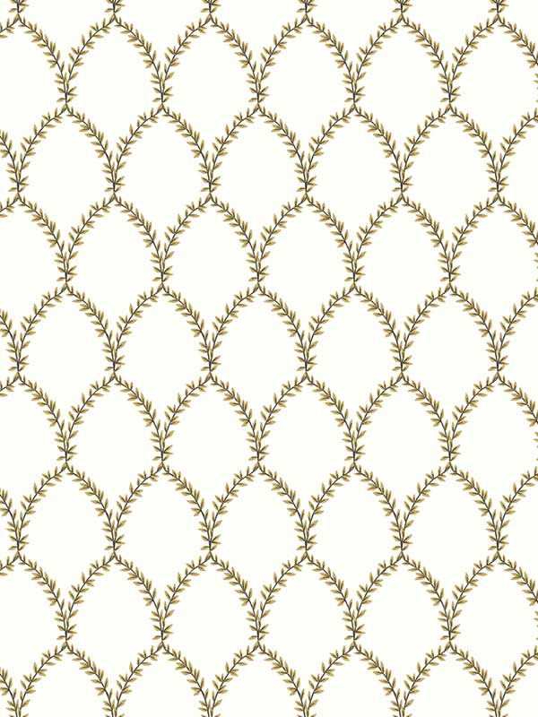 Laurel wallpaper in gold and white color - pattern number RI5176 - by Rifle Paper Co in the Rifle Paper Co collection