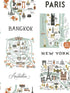 City Maps Peel and Stick fabric in mint color - pattern number PSW1195RL - by Rifle Paper Co in the Rifle Paper Co Peel and Stick Wallpaper collection