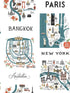 City Maps Peel and Stick fabric in blue and red color - pattern number PSW1196RL - by Rifle Paper Co in the Rifle Paper Co Peel and Stick Wallpaper collection