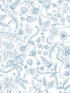 Aviary Peel and Stick fabric in blue and cream color - pattern number PSW1311RL - by Rifle Paper Co in the Rifle Paper Co Peel and Stick Wallpaper collection