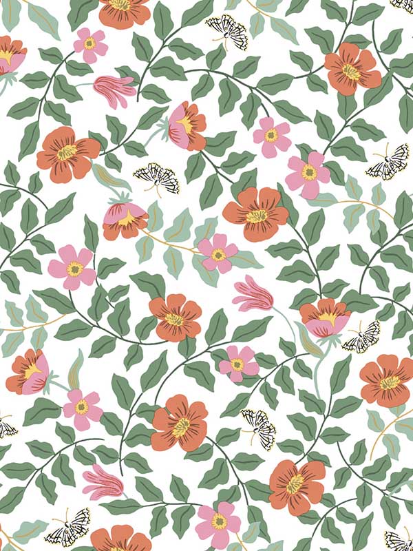 Primrose Peel and Stick fabric in rose and cream color - pattern number PSW1313RL - by Rifle Paper Co in the Rifle Paper Co Peel and Stick Wallpaper collection