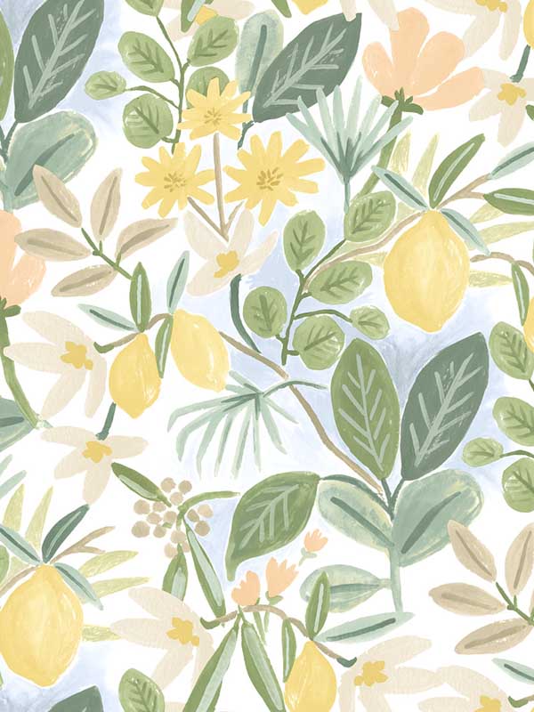 Amalfi Peel and Stick fabric in pink and green color - pattern number PSW1319RL - by Rifle Paper Co in the Rifle Paper Co Peel and Stick Wallpaper collection