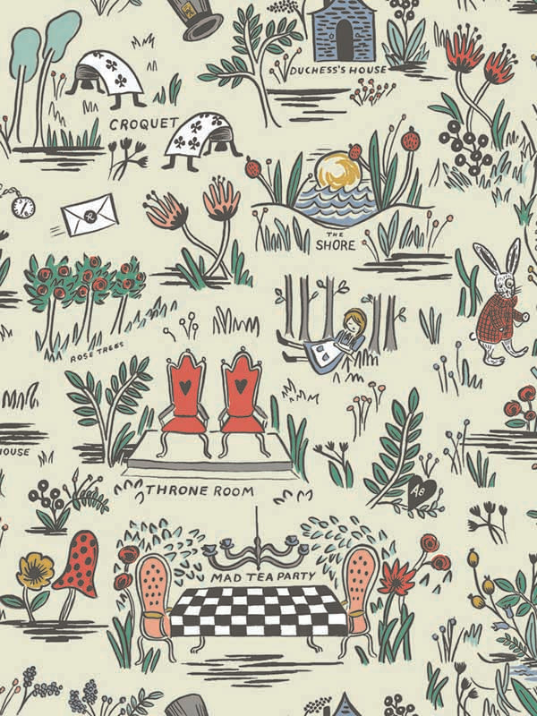 Wonderland Peel and Stick wallpaper in pastel color - pattern number PSW1330RL - by Rifle Paper Co in the Rifle Paper Co Peel and Stick Wallpaper collection