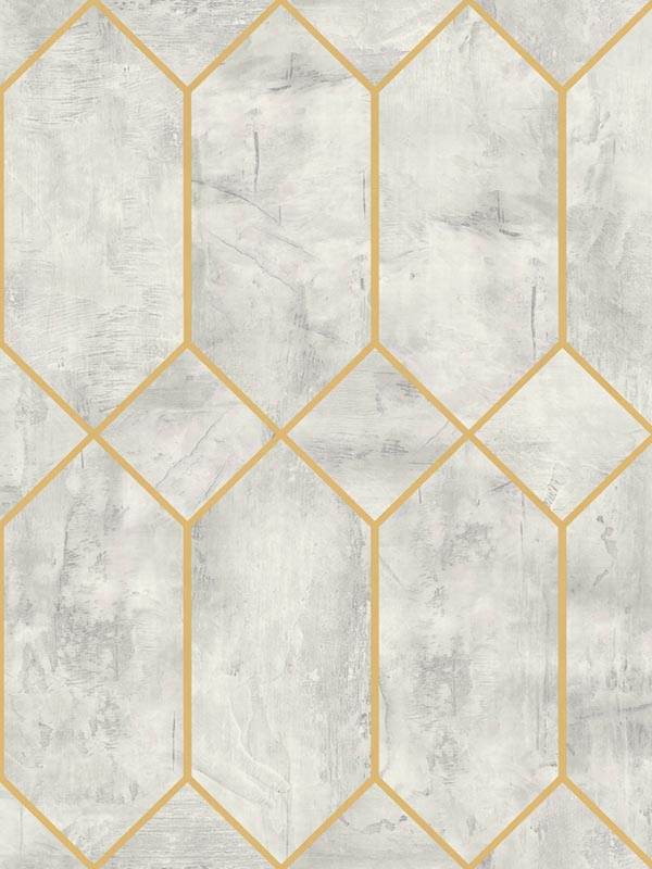 Geo Faux wallpaper in silver birch and metallic gold color - pattern number LW51610 - by Seabrook in the Living With Art II collection