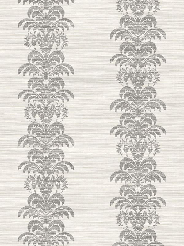 Palm Frond Stripe Stringcloth wallpaper in charcoal and ivory color - pattern number LN10500 - by Seabrook in the Lillian August Luxe Retreat collection