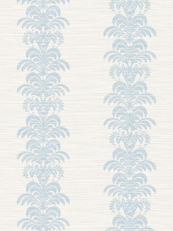 Palm Frond Stripe Stringcloth wallpaper in blue frost and bone white color - pattern number LN10502 - by Seabrook in the Lillian August Luxe Retreat collection